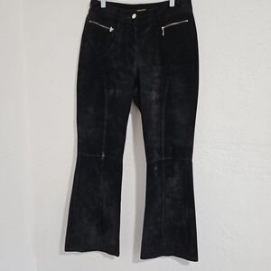 Georgiou Suede Pants Sz 6 Black Bootcut Career hippie retro Y2K Moto Grunge Goth